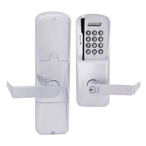 AD200-MS-40-MSK-RHO-GD-29R-626 Schlage Privacy Mortise Magnetic Stripe Keypad Lock with Rhodes Lever in Satin Chrome