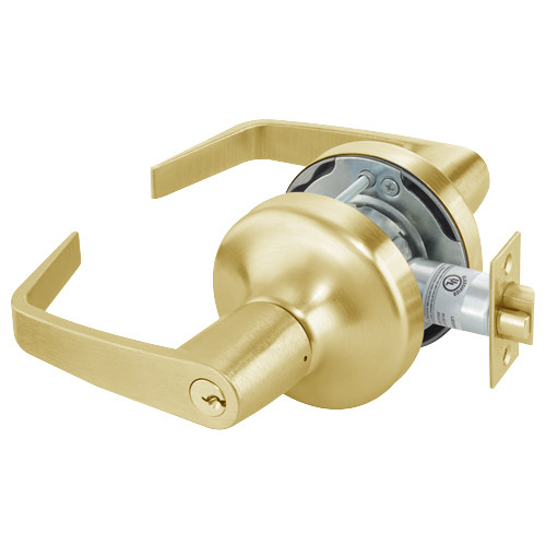 AU4706LN-605 Yale 4700LN Series Single Cylinder Service Station Cylindrical Lock with Augusta Lever in Bright Brass