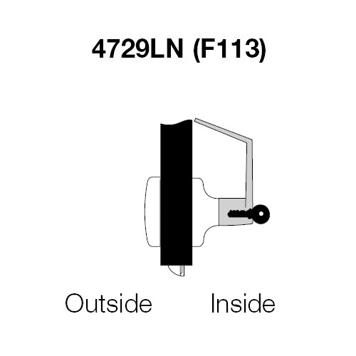 PB4729LN-625 Yale 4700LN Series Single Cylinder Communicating Classroom Cylindrical Lock with Pacific Beach Lever in Bright Chrome