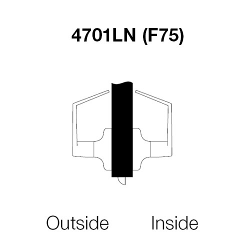 PB4701LN-626 Yale 4700LN Series Non Keyed Passage or Closet Cylindrical Lock with Pacific Beach Lever in Satin Chrome