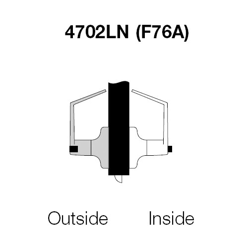 PB4702LN-626 Yale 4700LN Series Non Keyed Privacy Bedroom or Bath Cylindrical Lock with Pacific Beach Lever in Satin Chrome