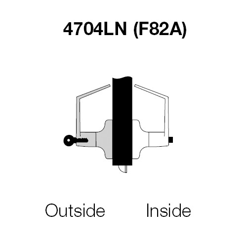 MO4704LN-605 Yale 4700LN Series Single Cylinder Entry Cylindrical Lock with Monroe Lever in Bright Brass