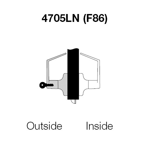 MO4705LN-605 Yale 4700LN Series Single Cylinder Storeroom or Closet Cylindrical Lock with Monroe Lever in Bright Brass