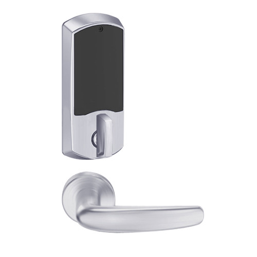 LEMD-GRW-L-07-626-00B Schlage Less Cylinder Privacy/Apartment Wireless Greenwich Mortise Deadbolt Lock with LED and Athens Lever in Satin Chrome
