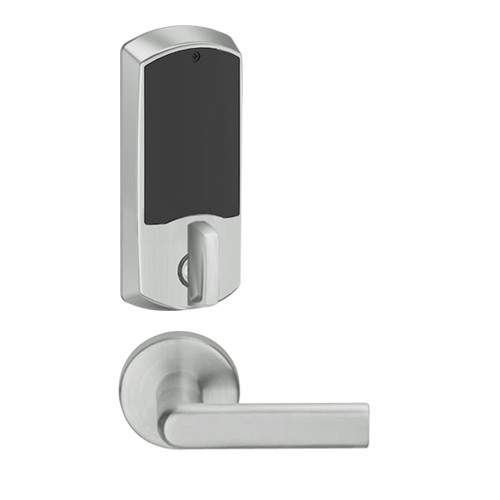LEMD-GRW-L-01-619-00B Schlage Less Cylinder Privacy/Apartment Wireless Greenwich Mortise Deadbolt Lock with LED and 01 Lever in Satin Nickel