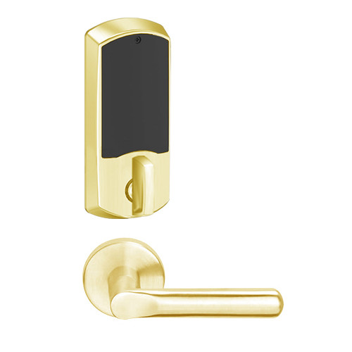 LEMD-GRW-L-18-605-00A Schlage Less Cylinder Privacy/Apartment Wireless Greenwich Mortise Deadbolt Lock with LED and 18 Lever in Bright Brass