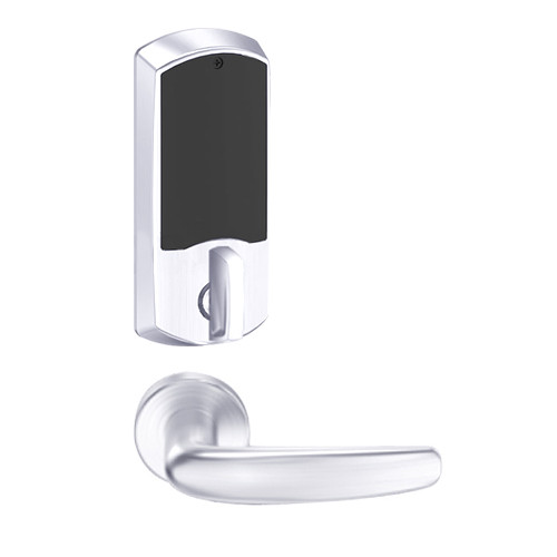 LEMD-GRW-J-07-625-00B Schlage Privacy/Apartment Wireless Greenwich Mortise Deadbolt Lock with LED and Athens Lever Prepped for FSIC in Bright Chrome