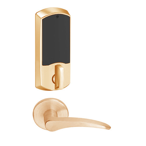 LEMD-GRW-J-12-612-00B-LH Schlage Privacy/Apartment Wireless Greenwich Mortise Deadbolt Lock with LED and 12 Lever Prepped for FSIC in Satin Bronze