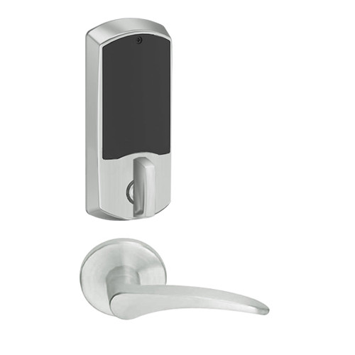 LEMD-GRW-J-12-619-00A-RH Schlage Privacy/Apartment Wireless Greenwich Mortise Deadbolt Lock with LED and 12 Lever Prepped for FSIC in Satin Nickel