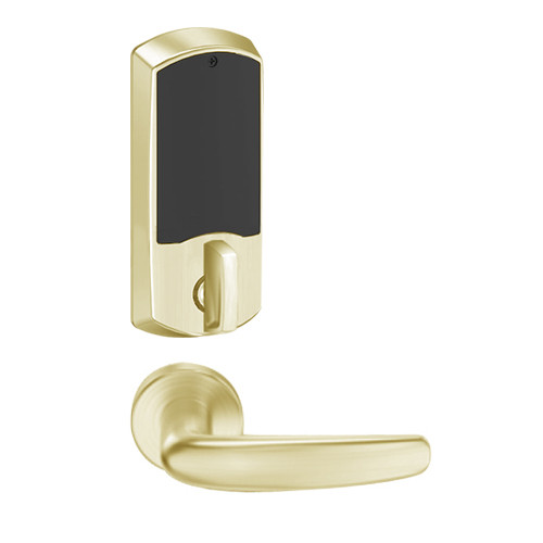 LEMD-GRW-BD-07-606-00B Schlage Privacy/Apartment Wireless Greenwich Mortise Deadbolt Lock with LED and Athens Lever Prepped for SFIC in Satin Brass