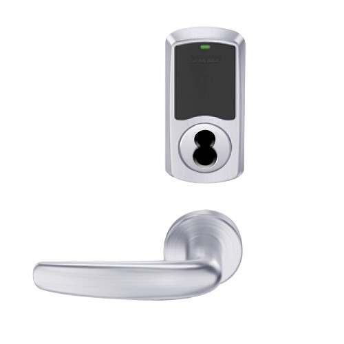 LEMD-GRW-BD-07-625-00C Schlage Privacy/Apartment Wireless Greenwich Mortise Deadbolt Lock with LED and Athens Lever Prepped for SFIC in Bright Chrome