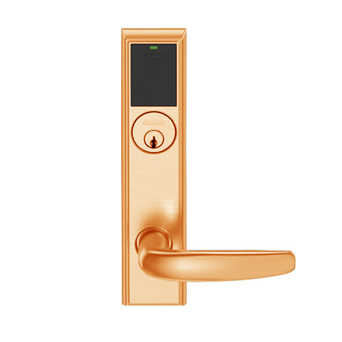 LEMB-ADD-P-07-612 Schlage Privacy/Office Wireless Addison Mortise Lock with Push Button, LED and Athens Lever in Satin Bronze