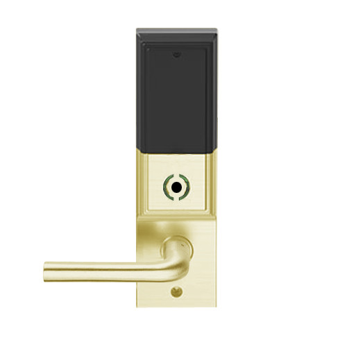 LEMS-ADD-L-02-606 Schlage Less Mortise Cylinder Storeroom Wireless Addison Mortise Lock with LED and 02 Lever in Satin Brass