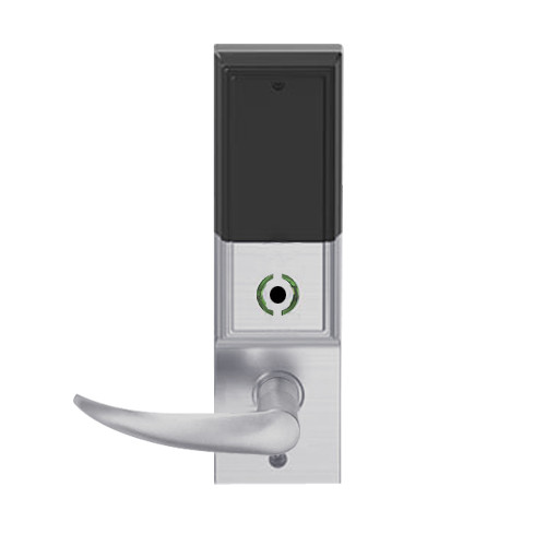 LEMS-ADD-L-OME-626 Schlage Less Mortise Cylinder Storeroom Wireless Addison Mortise Lock with LED and Omega Lever in Satin Chrome