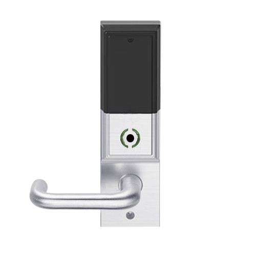 LEMB-ADD-L-03-626AM Schlage Less Mortise Cylinder Privacy/Office Wireless Addison Mortise Lock with Push Button, LED and Tubular Lever in Satin Chrome Antimicrobial