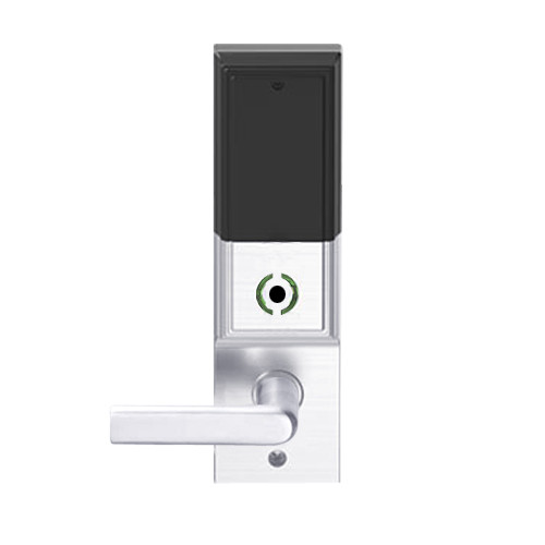 LEMB-ADD-L-01-625 Schlage Less Mortise Cylinder Privacy/Office Wireless Addison Mortise Lock with Push Button, LED and 01 Lever in Bright Chrome