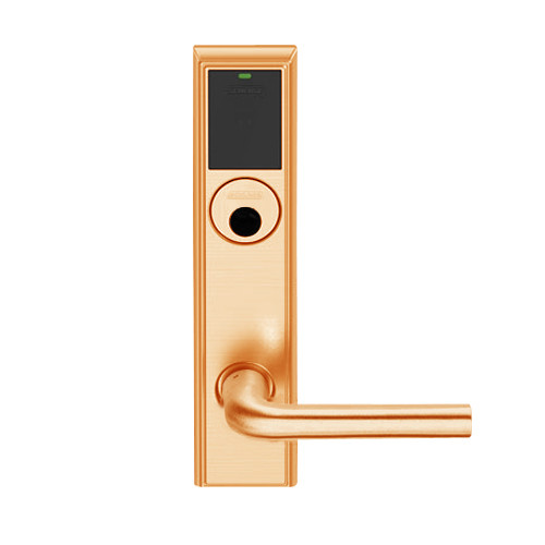 LEMB-ADD-L-02-612 Schlage Less Mortise Cylinder Privacy/Office Wireless Addison Mortise Lock with Push Button, LED and 02 Lever in Satin Bronze