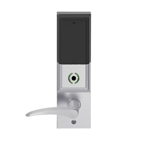 LEMB-ADD-L-12-626-LH Schlage Less Mortise Cylinder Privacy/Office Wireless Addison Mortise Lock with Push Button, LED and 12 Lever in Satin Chrome