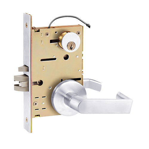 Z7852LPE SDC Z7800 Selectric Pro Series Locked Outside Only Failsecure Electric Mortise Lock with Eclipse Lever in Bright Chrome