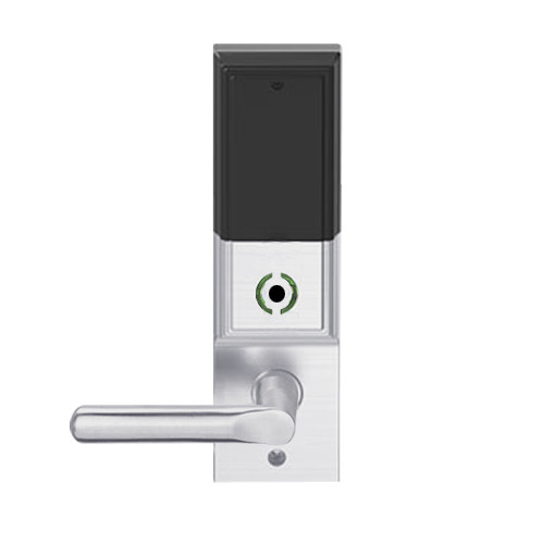 LEMB-ADD-BD-18-626AM Schlage Privacy/Office Wireless Addison Mortise Lock with Push Button, LED and 18 Lever Prepped for SFIC in Satin Chrome Antimicrobial