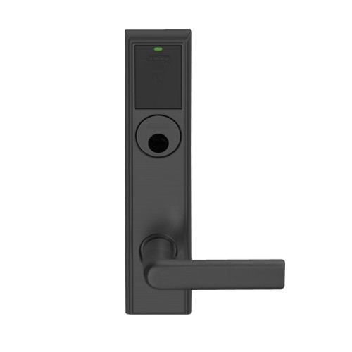 LEMD-ADD-L-01-622 Schlage Less Mortise Cylinder Privacy/Apartment Wireless Addison Mortise Deadbolt Lock with LED and 01 Lever in Matte Black