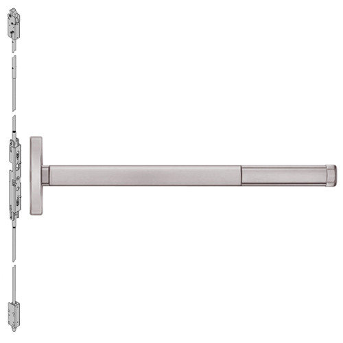 2608LBRCD-628-36 PHI 2600 Series Non Fire Rated Concealed Vertical Rod Exit Device Prepped for Key Controls Lever with Cylinder Dogging and LBR in Satin Aluminum Finish