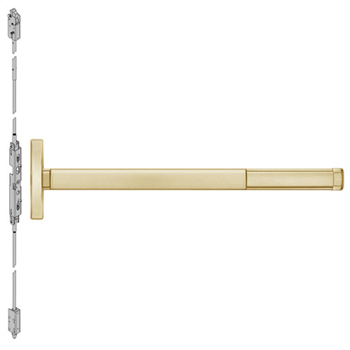 2603LBRCD-606-48 PHI 2600 Series Non Fire Rated Concealed Vertical Rod Exit Device Prepped for Key Retracts Latchbolt with Cylinder Dogging and LBR in Satin Brass Finish