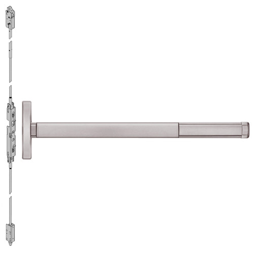 FL2603LBR-628-36 PHI 2600 Series Fire Rated Concealed Vertical Rod Exit Device Prepped for Key Retracts Latchbolt with Less Bottom Rod in Satin Aluminum Finish