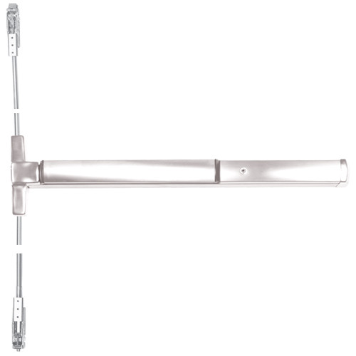 ED4800-629-W048-M52 Corbin ED4800 Series Non Fire Rated Concealed Vertical Rod Exit Device with Cylinder Dogging in Bright Stainless Steel Finish
