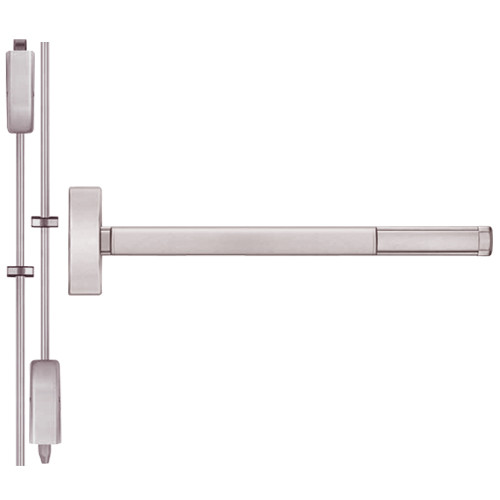2215LBR-628-48 PHI 2200 Series Non Fire Rated Apex Surface Vertical Rod Device Prepped for Thumb Piece Always Active in Satin Aluminum Finish