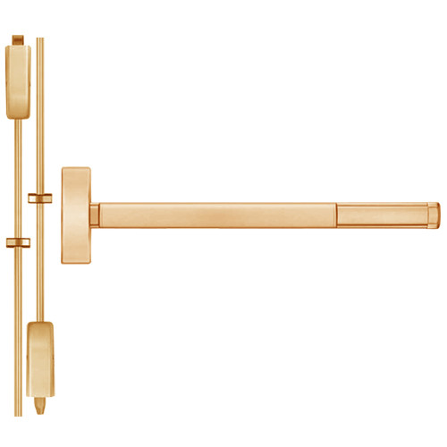 TS2208-612-48 PHI 2200 Series Non Fire Rated Apex Surface Vertical Rod Device with Touchbar Monitoring Switch Prepped for Key Controls Lever/Knob in Satin Bronze Finish