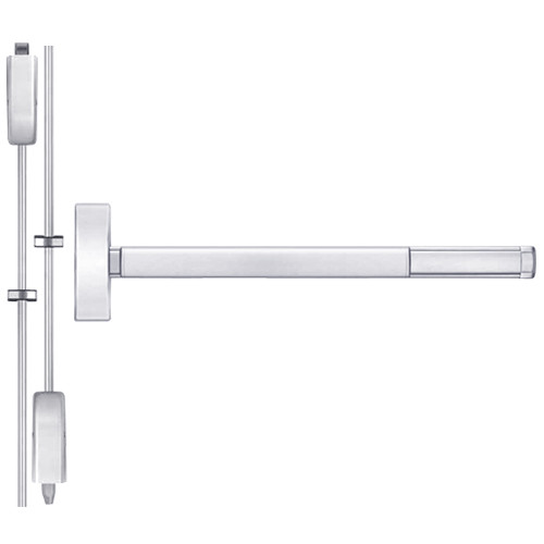ELRFL2214-625-48 PHI 2200 Series Apex Surface Vertical Rod Device with Electric Latch Retraction Prepped for Lever-Knob Always Active in Bright Chrome Finish