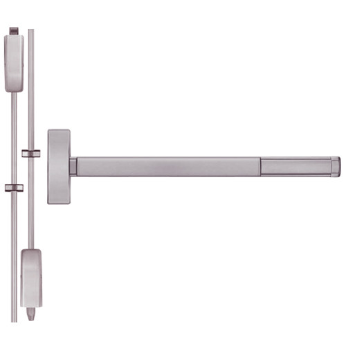 MLRFL2208-630-48 PHI 2200 Series Apex Surface Vertical Rod Device with Motorized Latch Retraction Prepped for Key Controls Lever/Knob in Satin Stainless Steel Finish