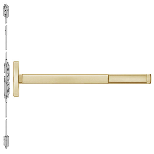DEFL2601LBR-606-36 PHI 2600 Series Fire Rated Concealed Vertical Rod Exit Device with Delayed Egress Prepped for Cover Plate in Satin Brass Finish