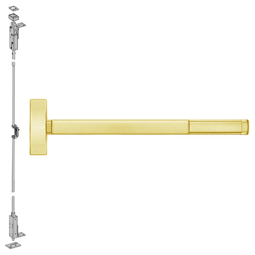 ELR2714-605-48 PHI 2700 Series Wood Door Concealed Vertical Exit Device with Electric Latch Retraction Prepped for Lever-Knob Always Active in Bright Brass Finish