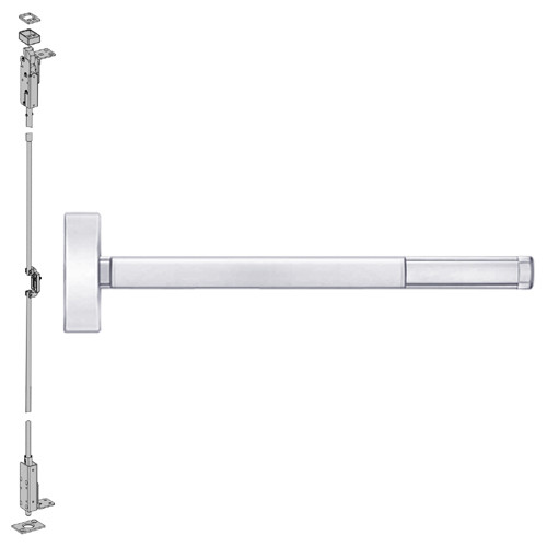 TS2715-625-36 PHI 2700 Series Wood Door Concealed Vertical Exit Device with Touchbar Monitoring Switch Prepped for Thumbpiece Always Active in Bright Chrome Finish