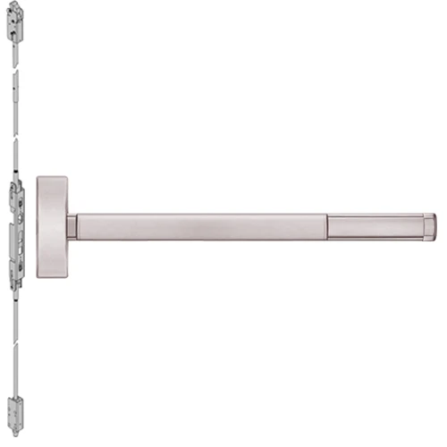 DE2814-628-48 PHI 2800 Series Concealed Vertical Rod Exit Device with Delayed Egress Prepped for Lever-Knob Always Active in Satin Aluminum Finish