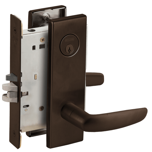 L9080P-07N-613, Schlage Storeroom, Mortise Lock, 07 Lever, N Escutcheon, Oil Rubbed Bronze Finish