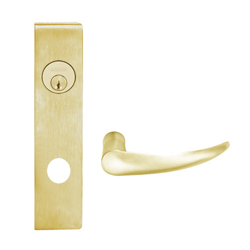 L9080P-OME-L-606 Schlage L Series Storeroom Commercial Mortise Lock with Omega Lever Design in Satin Brass