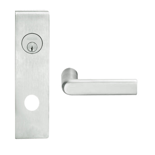 L9070L-01N-619 Schlage L Series Less Cylinder Classroom Commercial Mortise Lock with 01 Cast Lever Design in Satin Nickel