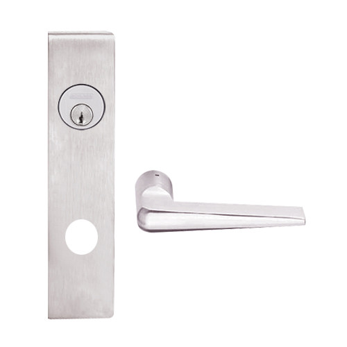 L9070L-05L-629 Schlage L Series Less Cylinder Classroom Commercial Mortise Lock with 05 Cast Lever Design in Bright Stainless Steel