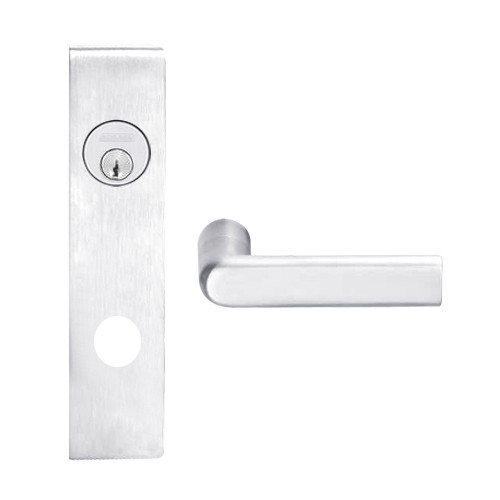 L9080L-01L-625 Schlage L Series Less Cylinder Storeroom Commercial Mortise Lock with 01 Cast Lever Design in Bright Chrome