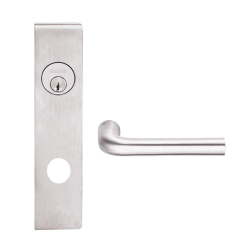 L9080L-02L-629 Schlage L Series Less Cylinder Storeroom Commercial Mortise Lock with 02 Cast Lever Design in Bright Stainless Steel