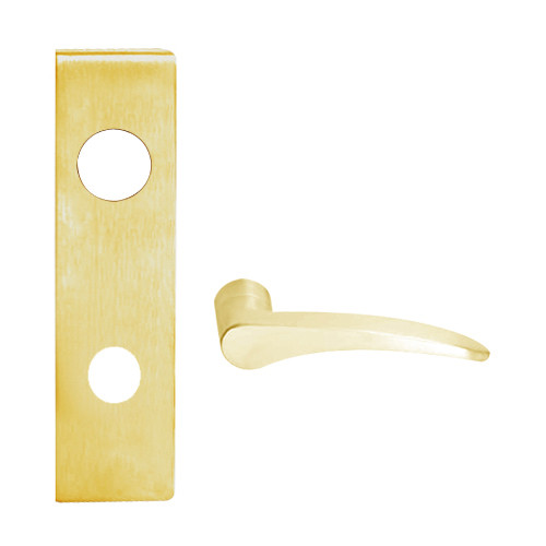 L9080BD-12N-605-LH Schlage L Series Storeroom Commercial Mortise Lock with 12 Cast Lever Design Prepped for SFIC in Bright Brass