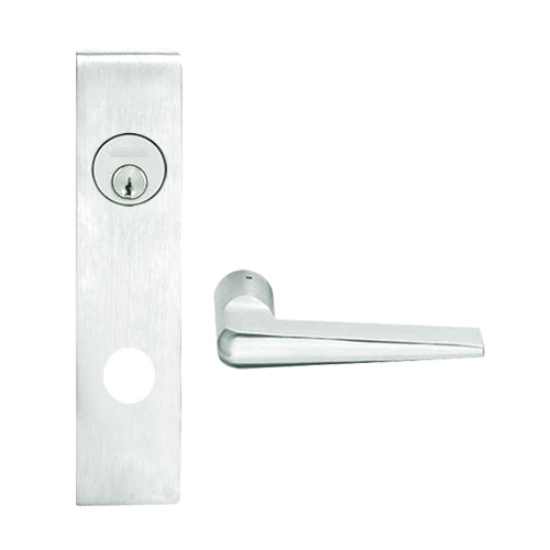L9026P-05L-619 Schlage L Series Exit Lock with Cylinder Commercial Mortise Lock with 05 Cast Lever Design in Satin Nickel