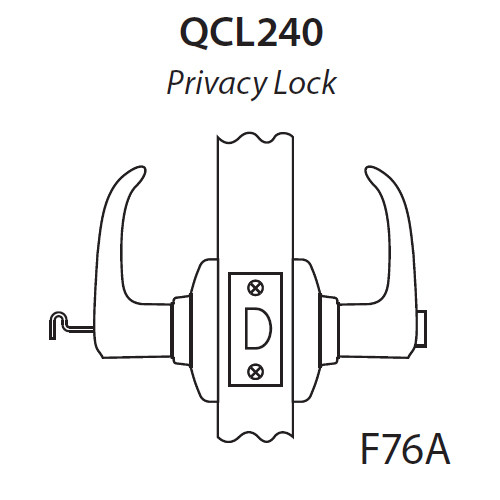 QCL240E605FR4478S Stanley QCL200 Series Cylindrical Privacy Lock with Sierra Lever in Bright Brass