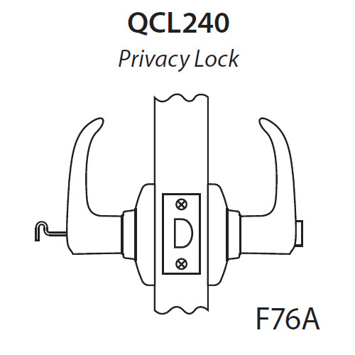 QCL240E605FR4FLS Stanley QCL200 Series Cylindrical Privacy Lock with Sierra Lever in Bright Brass