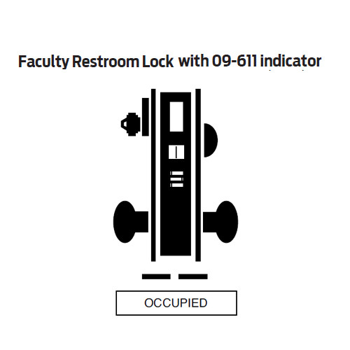L9486L-18A-626-RH Schlage L Series Less Cylinder Faculty Restroom with Do Not Disturb Indicator Mortise Lock with 18 Cast Lever Design in Satin Chrome