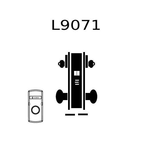 L9071P-01A-606 Schlage L Series Classroom Security Commercial Mortise Lock with 01 Cast Lever Design in Satin Brass