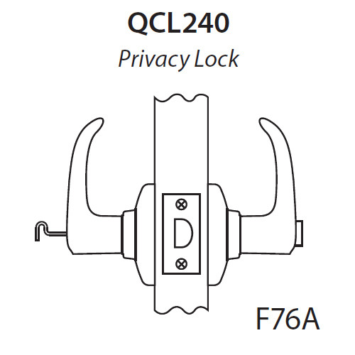 QCL240M625NR4478S Stanley QCL200 Series Cylindrical Privacy Lock with Summit Lever in Bright Chrome